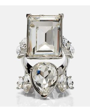 McQueen Crystal-Embellished Ring - Gray