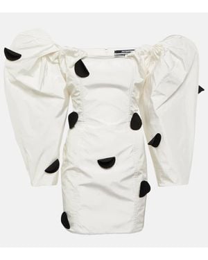 Jacquemus La Robe Taffetas Polka-Dot Minidress - White