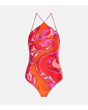Emilio Pucci Costume Intero Con Scollo All'Americana - Rosso