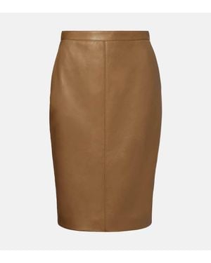 Saint Laurent Bleistiftrock Aus Leder - Braun
