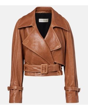 Nour Hammour Veste Hatti Raccourcie En Cuir - Marron