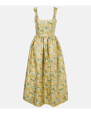 Markarian Floral Lame Jacquard Gown - Metallic