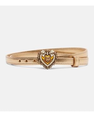 Dolce & Gabbana Devotion Metallic Leather Belt - Natural