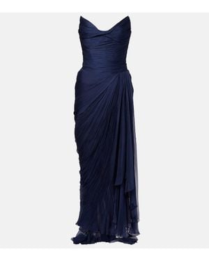 Maria Lucia Hohan Heidi Ruched Silk Corset Gown - Blue