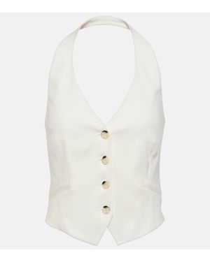 Veronica Beard Arabella Halterneck Linen-Blend Vest - White