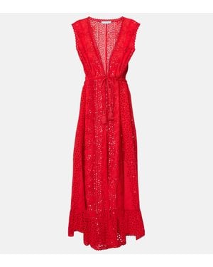 Melissa Odabash Tessa Broderie Anglaise Cotton Beach Dress - Red