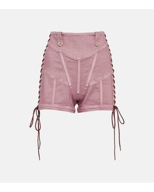 Jean Paul Gaultier X Knwls High-Rise Denim Corset Shorts - Pink