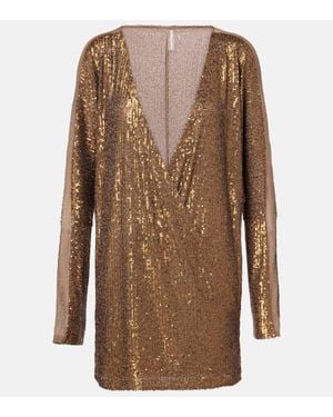 Norma Kamali Minikleid Dolman Mit Pailletten - Braun