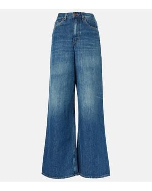 Chloé Jeans A Gamba Larga E Vita Alta - Blu