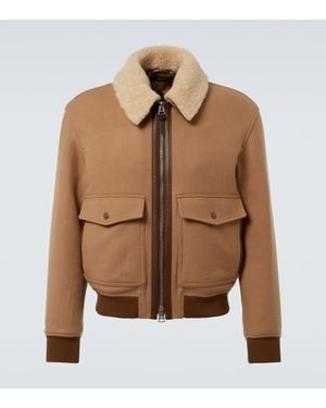 Tom Ford Shearling-Trimmed Virgin Wool Blouson - Brown