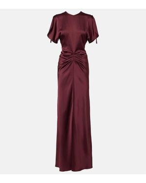 Victoria Beckham Gathered Jersey Maxi Dress - Purple