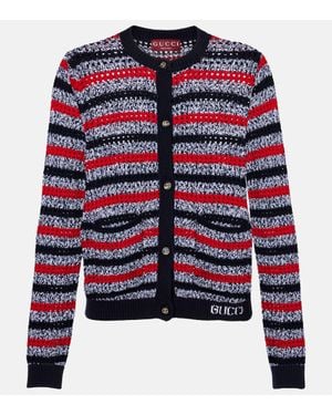 Gucci Cardigan En Mezcla De Algodon A Rayas - Rojo
