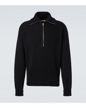 Lemaire Jersey Acanalado De Lana Con Cremallera Parcial - Negro