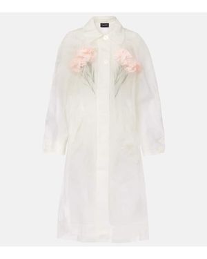 Simone Rocha Stuffed Carnation Sheer Silk Organza Coat - White