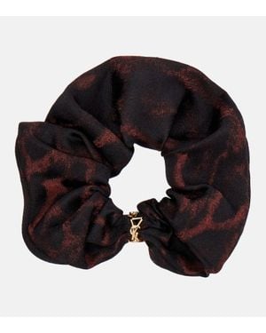 Saint Laurent Bedruckter Scrunchie Aus Seide Und Kaschmir - Schwarz
