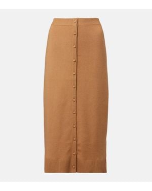 Victoria Beckham Wool-Blend Midi Skirt - Brown
