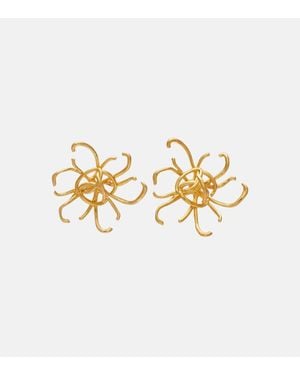 Oscar de la Renta Wire Flower Earrings - Metallic