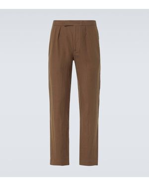 Ralph Lauren Ralph Lauren Label Silk And Linen Straight Trousers - Brown