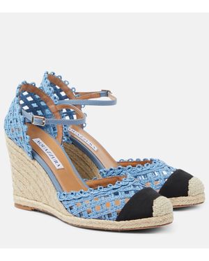 Aquazzura Sunburst 120 Espadrille Wedges - Blue