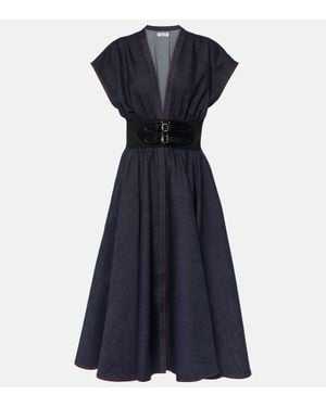 Alaïa Denim Midi Dress - Blue