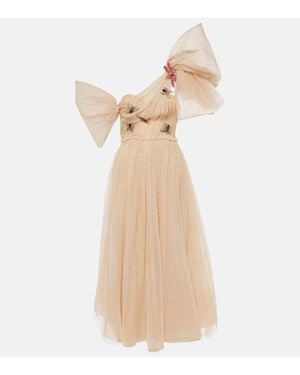 Erdem Embellished Tulle Maxi Dress - Natural