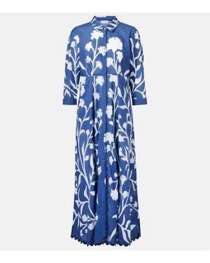 Juliet Dunn Bedrucktes Maxikleid Aus Baumwolle - Blau