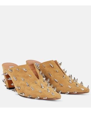 McQueen Verzierte Mules Aus Veloursleder - Braun