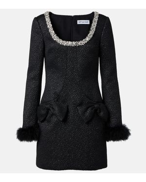 Self-Portrait Sequined Metallic Minidress - Black