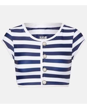 SAME Grace Striped Bikini Top - Blue