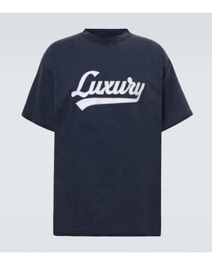 Balenciaga Bedrucktes T-Shirt Aus Baumwolle - Blau