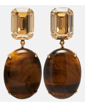 Jennifer Behr Xiomara Embellished-Plated Earrings - Brown