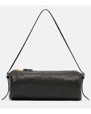 Miu Miu Schultertasche Aus Leder - Schwarz