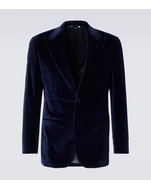 Thom Sweeney Smokingjacke Aus Baumwollsamt - Blau
