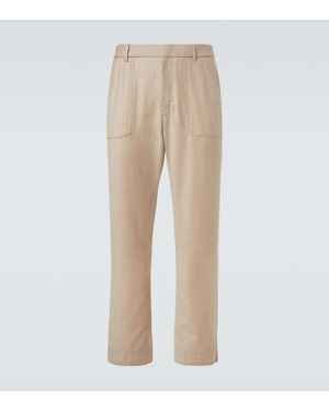 Brioni Wool Straight Trousers - Natural