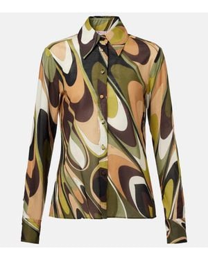 Emilio Pucci Hemd Onde Aus Baumwollmusselin - Grün