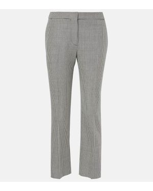 McQueen Gerade High-Rise-Hose Aus Wolle - Grau