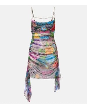 Area Crystal-Embellished Tulle Minidress - Blue