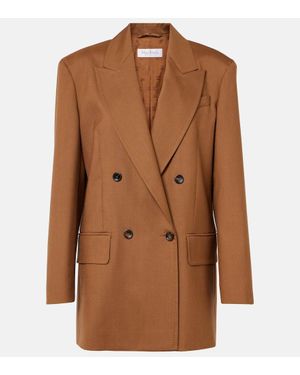 Max Mara Camel Wool Blend Kitten Blazer in Brown | Lyst