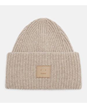 Acne Studios Face Wool-Blend Beanie - Natural