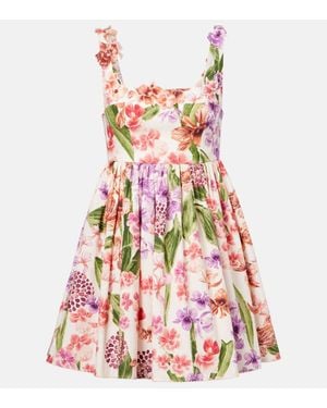 Agua Bendita Vestido Corto Barbare De Algodon Floral - Rosa