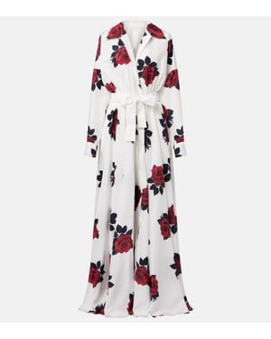 Norma Kamali Floral Belted Shirt Dress - White