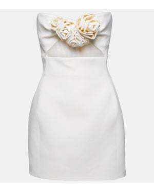 Magda Butrym Floral-Applique Wool Minidress - White