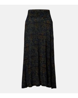 Ulla Johnson Falda Larga Paola De Jersey Estampada - Negro
