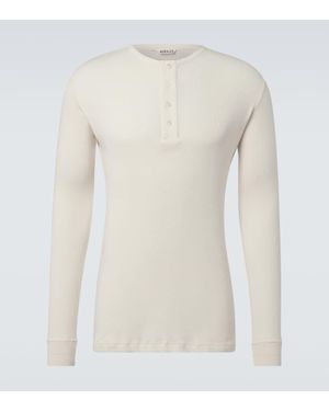 AURALEE Cotton Henley Shirt - White