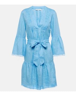 Heidi Klein Hydra Tiered Linen Minidress - Blue