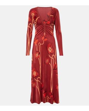 Johanna Ortiz Floral Jersey Maxi Dress - Red