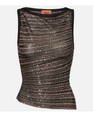 Missoni Top Aus Strick Mit Pailletten - Braun