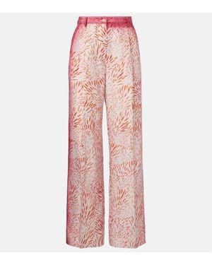 Dries Van Noten Printed Silk Wide-Leg Pants - Pink