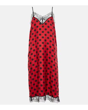 Ami Paris Polka-dot Silk Midi Dress - Red