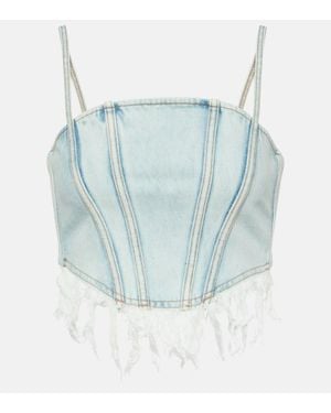 Alessandra Rich Distressed Denim Bustier - Blue